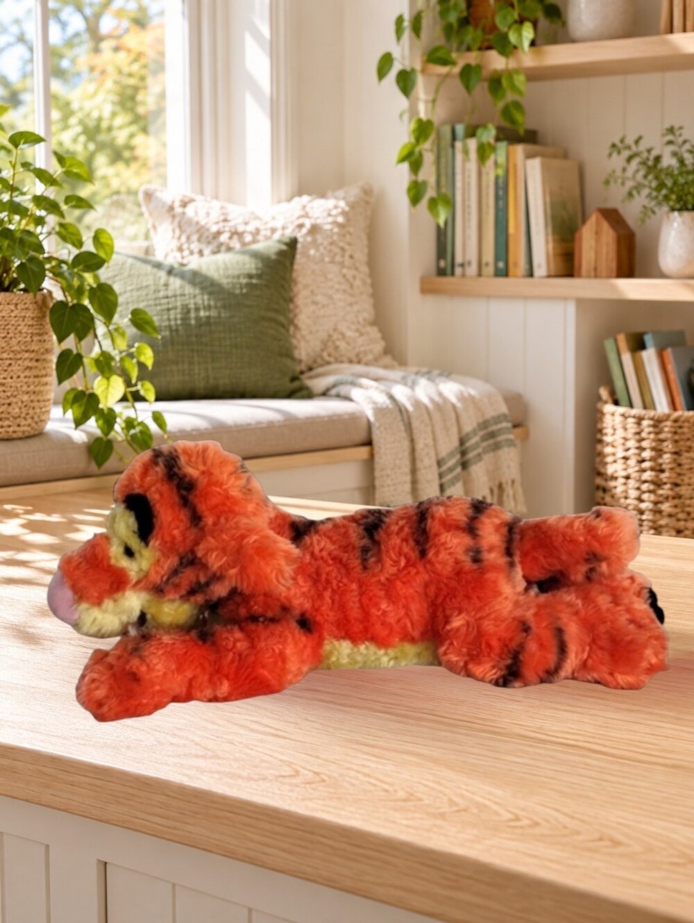 Disney Store Tigger 14" Lying Plush Curly Tail Winnie the Pooh